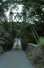 Suspension bridge over the river Wye near Erwood, on the way to Builth Wells