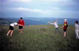 Playing on the hill behind the hostel after sunset