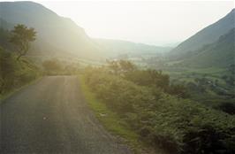 The descent to Tregaron via the Afon Berwyn valley in the late afternoon heat