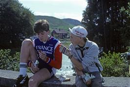 Michael Hall and Mark Stott on the bridge at Broadford