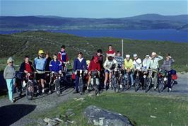 The group with the warden outside Raasay youth hostel, overlooking Skye and the Sound of Raasay