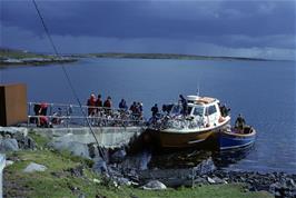 Loading the bikes onto the privately-booked ferry at Newtonferry, Isle of North Uist