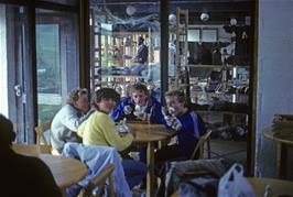 Eating lunch and sheltering from the rain in the craft shop restaurant, Leverburgh