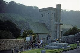 Tim Dolley, Mark Morris and Andrew Simmons outside Branscombe church