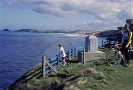 Richard Burge, Graham Moates and Mark Williams admire the view from Perranporth YH