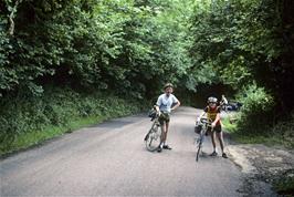 John Stuart and Jason Morris, climbing Salcombe hill from Sidmouth