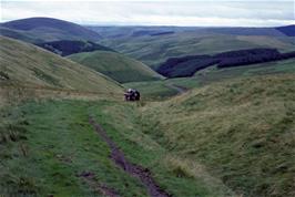 The grassy track climbs onwards and upwards