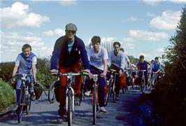 On the road between Instow & Clovelly, Mark Sloman leading the pack