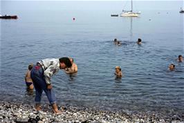 Mark Moxham keeping well out of the water at Beer beach