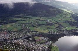 View to Voss and the north-eastern end of Vangsvatnet from the cable car on the journey down the mountain [Remastered scan, 10/2019]