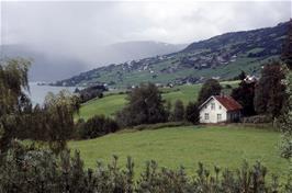 Hafslo, on the banks of Hafslovatnet, viewed from the Lustravegen main road [Remastered scan, 22/9/2019]