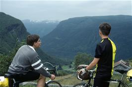 Mark moxham and Mark Burnard admire the view from one of the hairpin bends near Sprekla, nearly eight miles up from the hostel and 560m above sea level [Remastered scan, 19/9/2019]