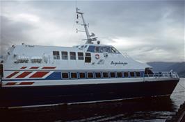 Our fast hydrofoil boat arrives at Balestrand to take us on the long journey to Bergen [Remastered scan, August 2019]