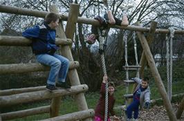 Luke Kudliskis, Martin Luke, Alan Skinner and Marcus Kudliskis in Trusham play park [Remastered scan, August 2019]