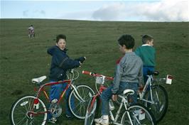 Lee Jelfs, Eliot Thomas-Wright and Philip Harler on the open moor near Harford Moor Gate Car Park (Remastered scan, August 2019]