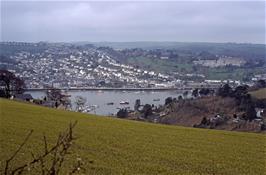 Great views top Dartmouth the the Royal Naval College from the Mount Ridley Road approach to the passenger ferry at Kingswear [New scan, July 2019.  Kodachrome 64 film]