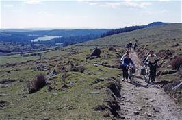 Neil & Paul lead up the track from Burrator to Princetown [Remastered scan, July 2019.  Kodachrome 200 film]