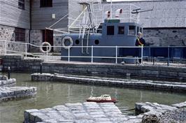 Martin Luke operates one of the radio-controlled boats at Charlestown Shipwreck and Heritage Centre, near St Austell [New scan, July 2019.  Kodachrome 200 film]