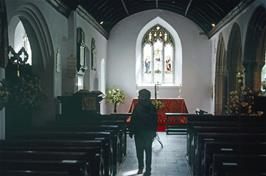 Neil Ault in St Just's church, St Just-in-Roseland [New scan, July 2019.  Kodachrome 200 film]