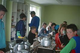 Meal preparations at Lands End hostel [Kodachrome 200.  Remastered scan, July 2019]