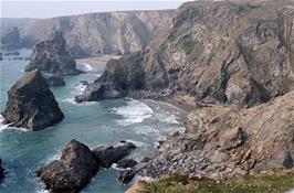 The beaches, rocks and islands that could have been reached via the Bedruthan Steps had they not be closed for repairs [New scan, July 2019]