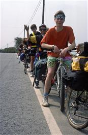 Martyn Williams leading another roadside photo, probably on the A39 between Wadebridge and St Kew Highway [Remastered scan, July 2019]