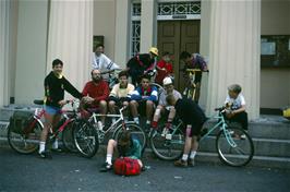 The group at the entrance to Plymouth youth hostel [Remastered scan, July 2019]