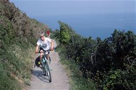 Toby Hopper enjoying the coast path from Talland Bay to Looe, with father Richard following in the distance [Remastered scan, July 2019]