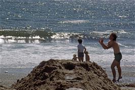 Andrew Simmons, Jenny Quick and children on Lannacombe beach [Remastered scan, July 2019]