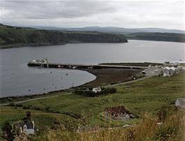 A closer view of the Uig ferry terminal on Skye as we descend.  We will soon be boarding a very large ferry to the Isle of North Uist [New photo, July 2019]