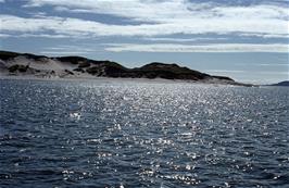 The silver sands of the Isle of Berneray as we speed past on our ferryboat [New scan, July 2019]