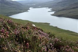 View back to Loch Lurgainn and the road from Drumrunie as we start our climb of Stac Pollaidh [New scan, July 2019]