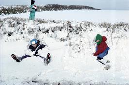 Tao, Martin Luke and Neil enjoy the snow [Remastered scan, June 2019]