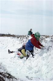 Neil prepares another snowball while David follows the progress of his latest projectile [Remastered scan, June 2019]