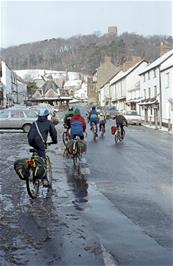 Riding through Dunster in search of non-existent open tearooms [Remastered scan, June 2019]