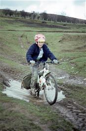 Joseph Bellows enjoys the muddy puddles near Hill Castle, a mile before Glascwm [Remastered scan, June 2019]