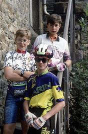 Front to Back: Richard Sudworth, Ben Collins & Matthew Pryer on our dorm steps at Slaidburn YH [Remastered scan, June 2019]