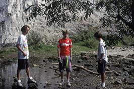 Tim Guard sandwiched between the Crabtree twins at Malham Cove [Remastered scan, June 2019]