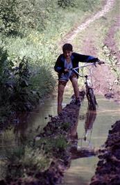 Our youngest rider, Peter Bonnet, makes the best of a bad situation.