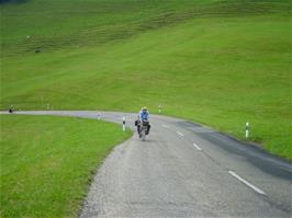 Michael, Gavin and Luke climbing to the first hairpin on Passwangstrasse, Beinwil