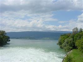 The Aare-Hagneck Canal empties into the Bielersee Lake after releasing its power in the Hagneck HEP station, 25.8 miles into the ride