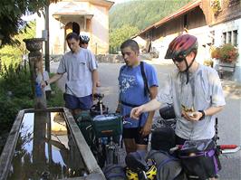 Never has fresh spring water been so welcome as it was here at Chapelle du Roc, Le Bu, 49.0 miles into the ride