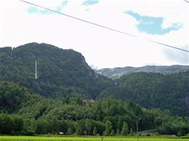 HEP water pipes lead down the mountainside near out Hellandsbygd Guest House