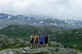 Olly's camera finally worked in timer mode to take this rather distant but good quality shot of the four of us at Svartevasselva