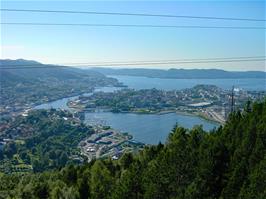 View to Bergen taken on the ascent of the Ulriksbanen Aerial Tramway