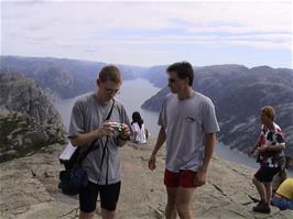 Olly prepares to take his next death-defying photo on Preikestolen