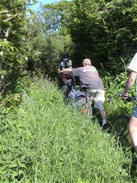 Entering the overgrown track near Lower Reveton, Loddiswell that leads to the river and the old railway line