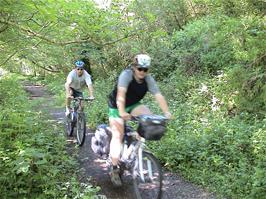 Tao and Gavin on the railway path to Loddiswell