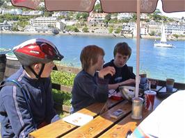 Will, Louis and Joe at the East Portlemouth café