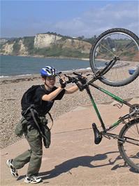 Joe tries tricks on Seaton beach